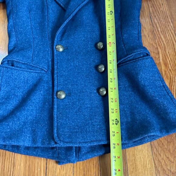 7 For All Mankind XS Wool Blend Blue Double Breasted Button Down Blazer Jacket - Picture 15 of 16